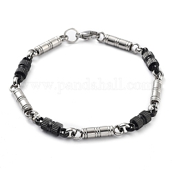 304 bracelet chaîne à maillons en acier inoxydable, couleur inox et noir, colonne, 9 pouce (22.8 cm)