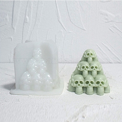 Moldes de silicona de calidad alimentaria para velas piramidales de calavera de halloween 3d diy, para hacer velas perfumadas, blanco, 9x9x8 cm, diámetro interior: 7.25x7x6.45 cm