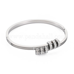 Bracelet jonc disque strass cristal, bracelet articulé en acier inoxydable pour femme, couleur inoxydable, diamètre intérieur: 1-7/8x2-3/8 pouce (4.8x6 cm)