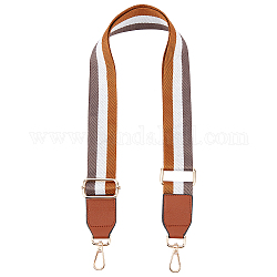 Cinturini per borse in nylon e pelle con motivo a righe, con ganci girevoli in lega, accessori per la sostituzione della borsa, sienna, 79~130x3.8cm