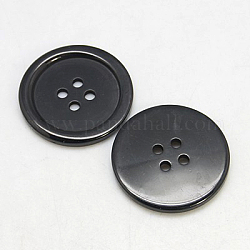 Botones de resina, teñido, plano y redondo, negro, 34x4mm, agujero: 3 mm, 98 unidades / bolsa