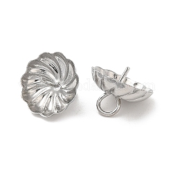 304 gobelet en acier inoxydable peg bélières pendentifs, pour la moitié de perles percées, fleur, couleur inoxydable, 8x10mm, Trou: 2.5mm, pin: 0.7 mm