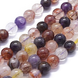 Chapelets de perles en quartz de rutile naturel, ronde, 8mm, Trou: 0.8mm, Environ 47 pcs/chapelet, 15.1 pouce (38.5 cm)