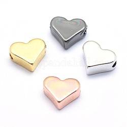 Perline in ottone,  piombo & cadmio & nichel libero, cuore, colore misto, 6x7x3mm, Foro: 1.2 mm