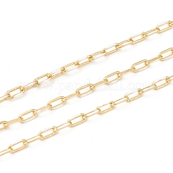 Handgefertigte goldene Messing-Emaille-Gliederketten, Kabelketten, mit Spule, gelötet, langlebig plattiert, Oval, weiß, 7x3x1 mm, 32.8 Fuß (10m)/Rolle