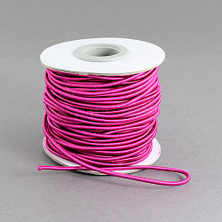 Cordon élastique rond, avec l'extérieur en nylon et caoutchouc à l'intérieur, support violet rouge, 2mm, environ 32.8 yards (30 m)/rouleau