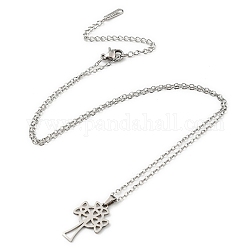 201 Stainless Steel Cross with Sailor's Knot Pendant Necklace with Cable Chains, Stainless Steel Color, 17.52 inch(44.5cm)