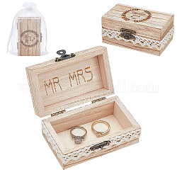 PHパンダホール木製リングボックス  私と一緒に彫刻結婚指輪ボックスジュエリー収納ボックスリングイヤリングブレスレットネックレスヴィンテージリングケース結婚式のプロポーズ婚約