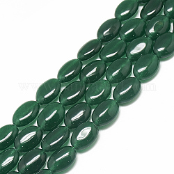 Hilos de abalorios de jade blanco natural, teñido, oval, verde oscuro, 13x9x5.5mm, agujero: 1.5 mm, aproximamente 33 pcs / cadena, 15.2 pulgada