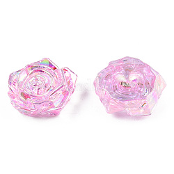 Cabochons en plastique ABS transparent, de couleur plaquée ab , rose, rose, 18x17x6.5mm