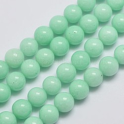Chapelets de perles en jade de malaisie naturelle, amazonite d'imitation, ronde, teinte, aigue-marine, 8mm, Trou: 1mm, Environ 48 pcs/chapelet, 15 pouce