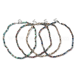 Collana di perle di vetro scintillante con 304 fermaglio in acciaio inossidabile, colore misto, 17.72 pollice (45 cm)