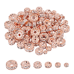 Pandahall 120 pcs laiton cristal rondelle strass entretoise perles diamètre 4/5/6/7/8/10mm pour la fabrication de bijoux, or rose