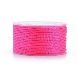 Полиэстер плетеные шнуры, для изготовления ювелирных изделий из бисера, темно-розовыми, 2 мм, около 21.87 ярда (20 м) / рулон