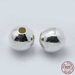 925 стерлингов серебряные шарики Spacer, круглые, серебряные, 5 мм, отверстие : 1.5~1.6 мм, Около 45 шт / 10 г
