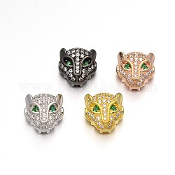 Micro ottone placcatura cremagliera spianare zirconi leopardo perle cave, piombo & cadimo libero, colore misto, 11x11x6mm, Foro: 1.4 mm