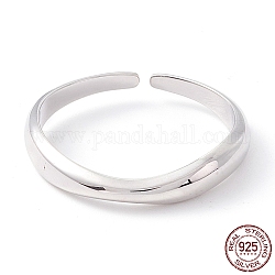 Rhodinierter Manschettenring aus 925 Sterlingsilber für Mädchen und Frauen, verstellbarer offener Ring mit offener Kuppel, Platin Farbe, uns Größe 6 (16.5mm)