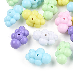 Perles acryliques opaques, nuage, couleur mixte, 32.5x22.5x17mm, Trou: 2mm, environ 94 pcs/500 g