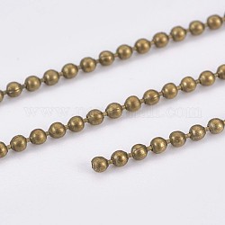 Chaînes de boule en fer, chaîne de perles, soudé, avec bobine, sans plomb et sans cadmium et sans nickel, bronze antique, 1.5mm, environ 328.08 pied (100 m)/rouleau