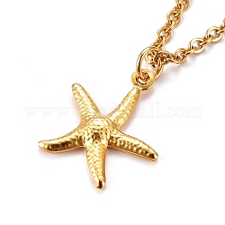 Sea Star/Starfish Pendant Necklaces, with 304 Stainless Steel Pendants & Cable Chains, Brass Spring Ring Clasps, Golden, 16.06 inch(40.8cm)