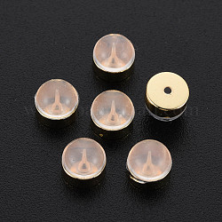 Auricolari in silicone, schienali orecchino, con accessori di ottone, mezzo tondo, cadmio & nichel &piombo libero, oro, 6x5~5.5x5~5.5mm, Foro: 0.8 mm