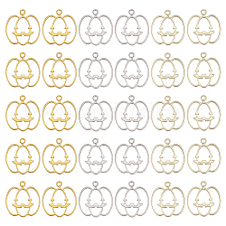 Chgcraft 30pcs 3 couleurs alliage de placage d'automne pendentifs de lunette à dos ouvert, breloques citrouille avec visage souriant, pour diy uv résine, une résine époxy, Bijoux à fleurs pressées, couleur mixte, 34x31.5x3mm, Trou: 3mm, 10 pcs / couleur