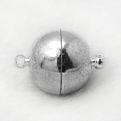 Messing-Magnetverschlüsse mit Schlaufen, Runde, Platin Farbe, 16x10 mm, Bohrung: 1.2 mm