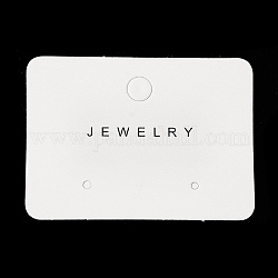 Cartes d'affichage de bijoux en papier avec trou de suspension, une paire de cartes d'affichage de boucles d'oreilles, rectangle avec mot bijoux, fumée blanche, 4x5.5x0.05 cm, trou: 6 mm et 2 mm