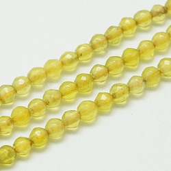 Natural Lemon Quartz Beads Strands, Faceted, Round, 3mm, Hole: 0.8mm