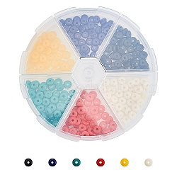 Heishi-Perlen aus Bernsteinimitat, Disc / Flachrund, Mischfarbe, 6x2 mm, Bohrung: 1.5 mm, 300 Stück / Karton