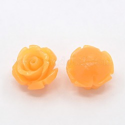 Synthetic Coral 3D Flower Rose Beads, Dyed, Orange, 10x8mm, Hole: 1mm