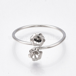 Brass Finger Ring Rhinestone Settings, Nickel Free, Real Platinum Plated, Fit for 2.5mm Rhinestone, Size 5~7, 15.5~17.5mm