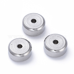 304 Edelstahl-Abstandhalter-Perlen, Rondell, Edelstahl Farbe, 8x4 mm, Bohrung: 1.6 mm