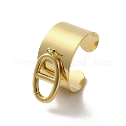 304 Stainless Steel Open Cuff Rings, Navy Mesh Charm Jewely for Women, Golden, Inner Diameter: 19mm