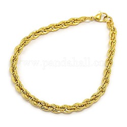 304 cadena de cuerda de acero inoxidable de moda para hacer pulsera, con cierre de langosta, dorado, 8-1/8 pulgada (205 mm), 5mm