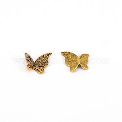 Cabochons aus strukturierter Legierung, Nail Art Dekoration Zubehör für Frauen, Schmetterling, Antik Golden, 10.5x10.5x2.5 mm