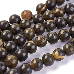 Natürliche Kaffee Jaspis Perlen Stränge, Runde, 8 mm, Bohrung: 1.2 mm, ca. 50 Stk. / Strang, 15.5 Zoll (39.5 cm)
