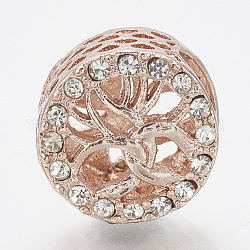 Legierung Rhinestone European Beads, Großloch perlen, hohl, Kolumne, Roségold, Kristall, 11.5x9 mm, Bohrung: 5 mm