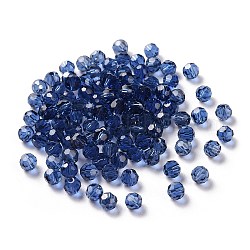 Perles d'imitation cristal autrichien, grade AAA, facetté (32 facettes), ronde, bleu foncé, 8mm, Trou: 0.9~1.4mm
