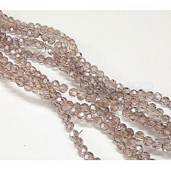 Electroplate Glass Beads Strands, Luster Pearl Plated, Faceted, Round, Light Grey, 3mm, Hole: 0.5mm, about 150pcs/strand, 13.8inch