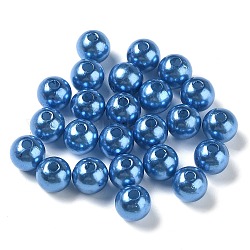 Perles acryliques de perles d'imitation, teinte, ronde, bleu ardoise, 8x7.5mm, Trou: 2mm, environ 1900 pcs / livre