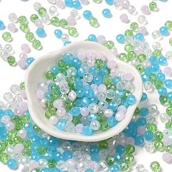 Perles en verre, facette, rondelle, azur, 6x5mm, Trou: 1mm, environ 2360 pcs/500 g