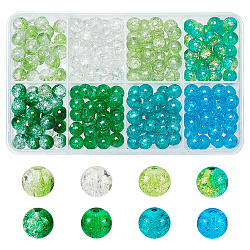 Arricraft 200 pz 8 fili di perle di vetro craquelé verniciate a spruzzo in 8 colori, tondo, Two Tone, colore misto, 1.3~1.6mm, Foro: 25 mm, {1} pz / colore