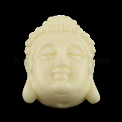 Perline di corallo tinto Buddha head sintetico, giallo chiaro, 27~28x20~21x12mm, Foro: 1.5 mm