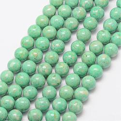 Fossil Beads, Dyed, Round, Light Green, 12mm, Hole: 0.8mm, about 33pcs/strand, 16 inch