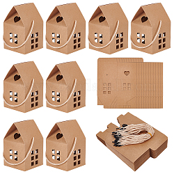 BENECREAT 30Pcs House Shaped Gift Boxes, 7.5x8x7.5cm Log Kraft Paper Candy Box Cardboard Treat Bags for Wedding Baby Shower Birthday Party