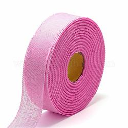 Polyesterbänder, Nachahmung von Baumwolle und Leinen, Perle rosa, 1-3/8 Zoll (35 mm), ca. 50 Yards / Rolle