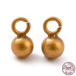 925 Sterling Silver Charms, Round, Antique Golden, 5.5x3mm, Hole: 1.4mm, about 90Pcs/10g