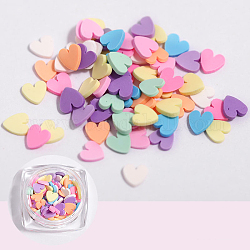 Полимерная глина ногтей декоративные аксессуары, сердце, разноцветные, Около 100 шт / коробка
