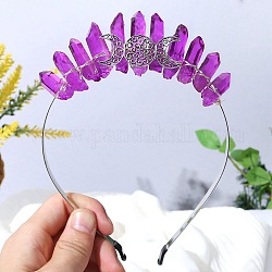 Rohe natürliche Quarz-Haarbänder, Dreimond-Haarbänder aus Metall, für weibliche Mädchen, Magenta, 180x125x20 mm